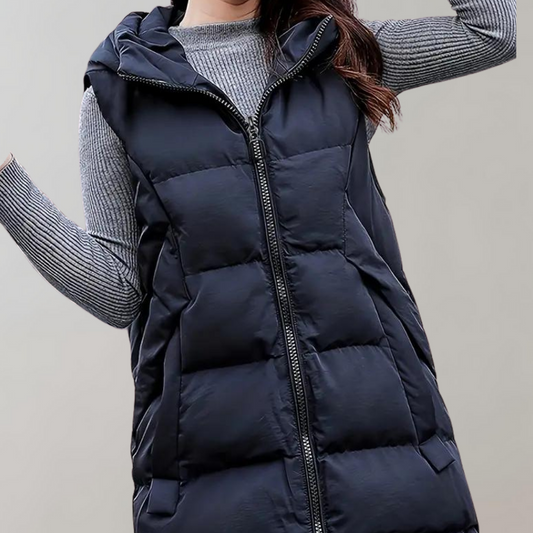 Warm and long winter coat with hood