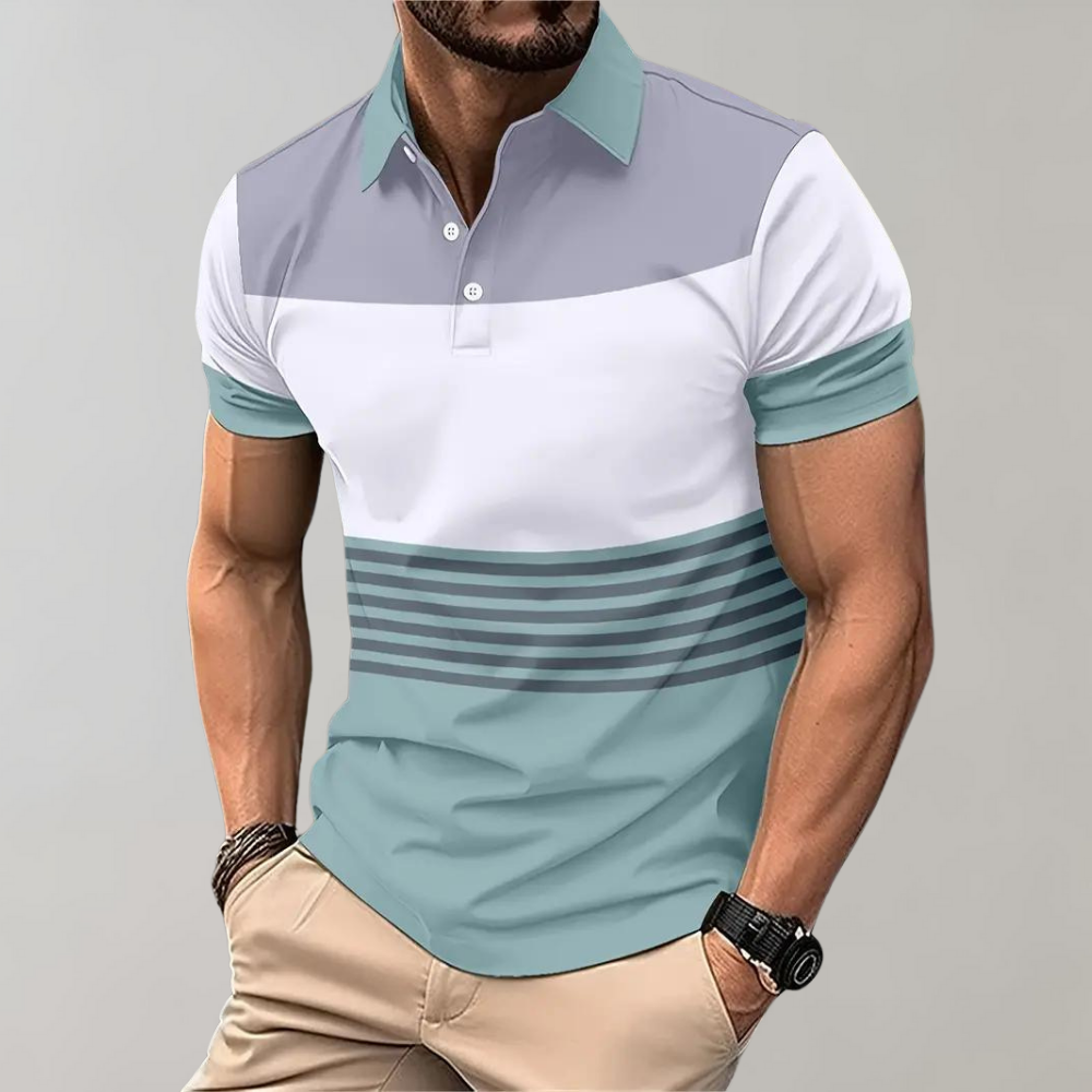 Kleurblok herenpoloshirt