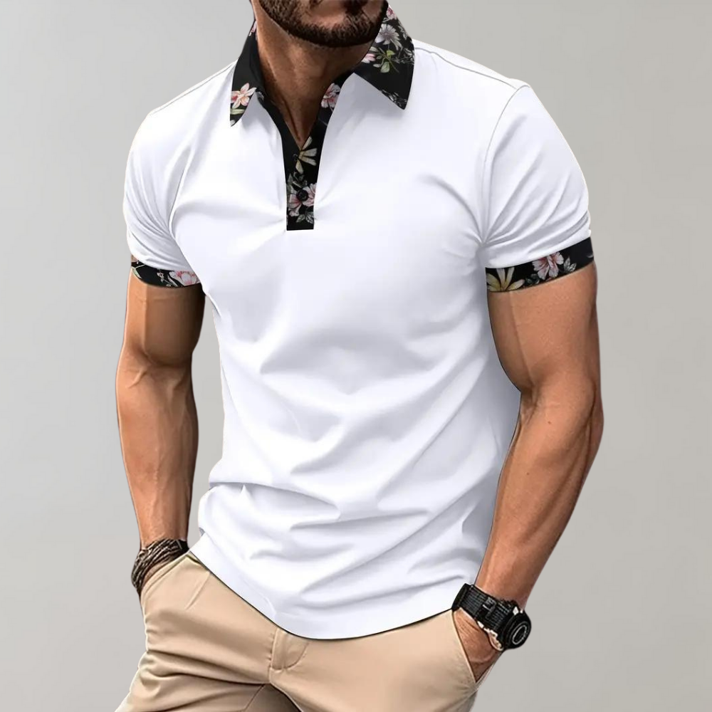 Men's polo shirt with floral print