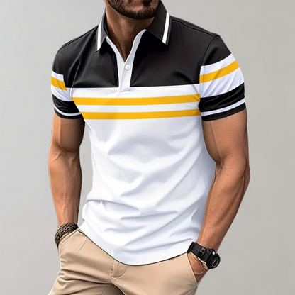 Kleurblok herenpoloshirt