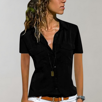 Women's blouse with short sleeves