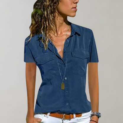 Women's blouse with short sleeves