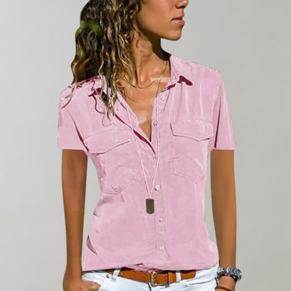 Women's blouse with short sleeves