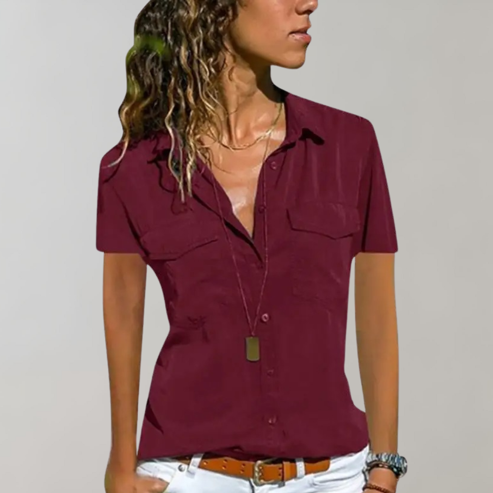 Women's blouse with short sleeves