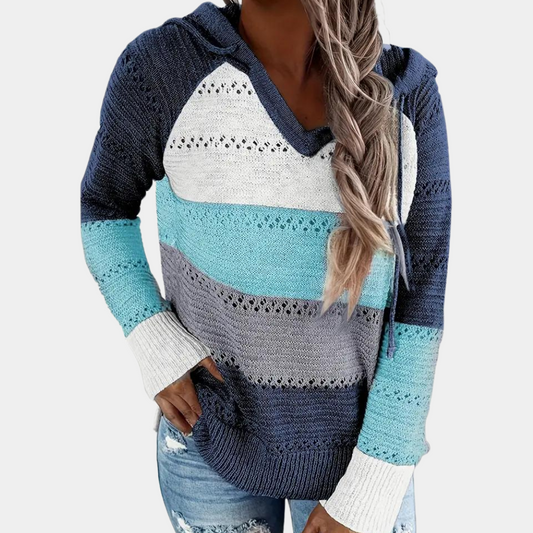 Women's hooded sweater with drawstring