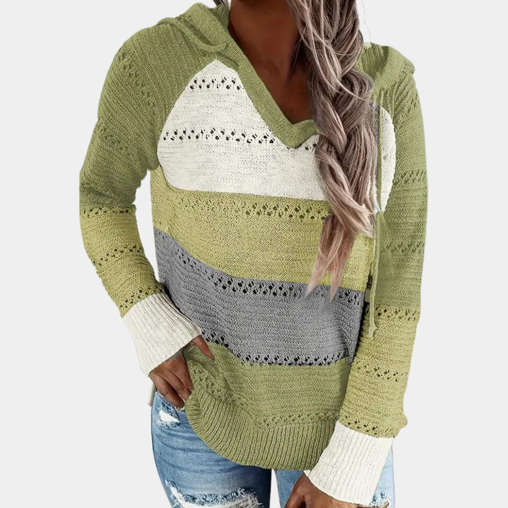 Women's hooded sweater with drawstring