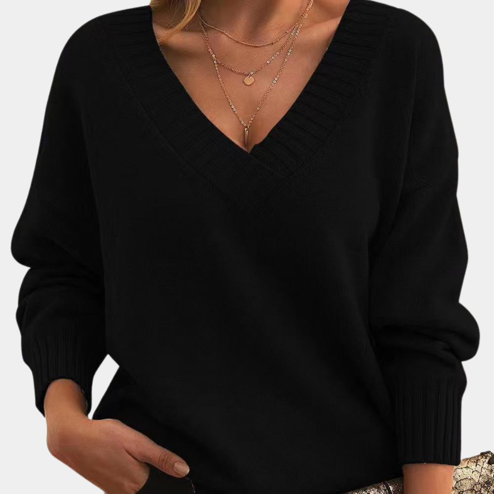 Elegant women's sweater with v-neck