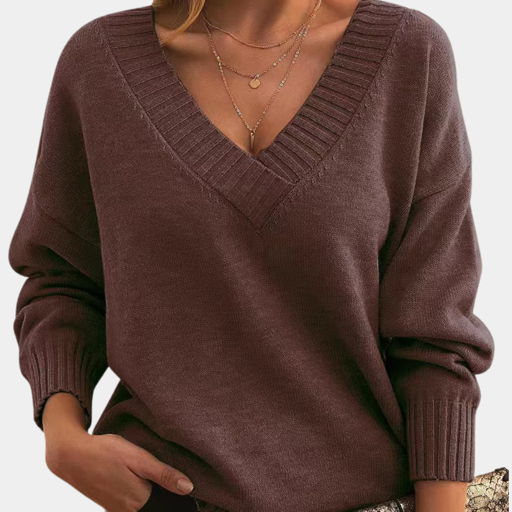 Elegant women's sweater with v-neck