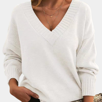 Elegant women's sweater with v-neck