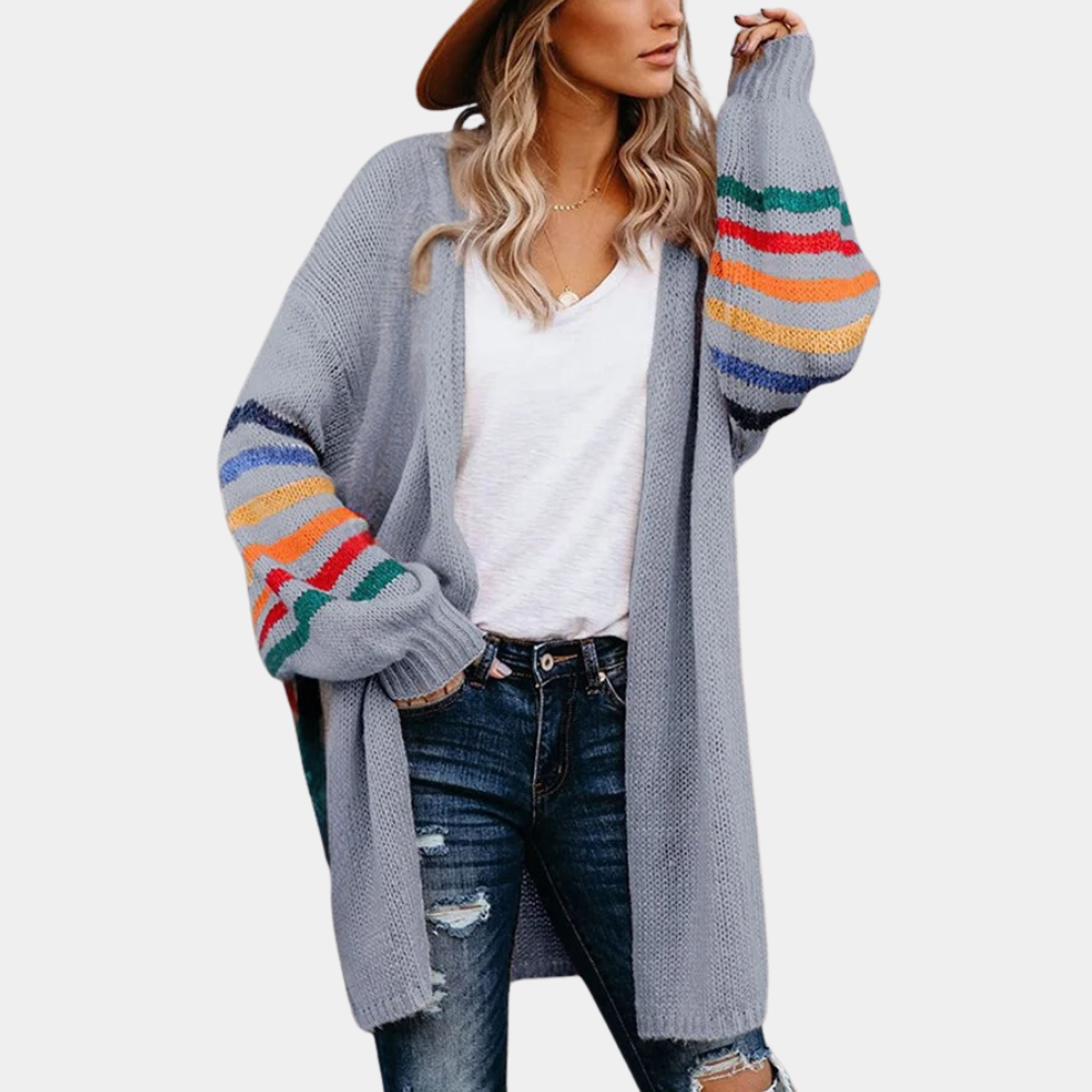 Women's cardigan with rainbow print