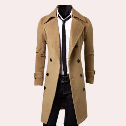 Trenchcoat voor heren met twee rijen knopen