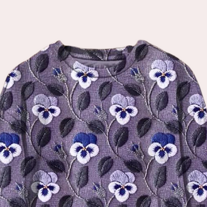 Women's sweater with floral embroidery 