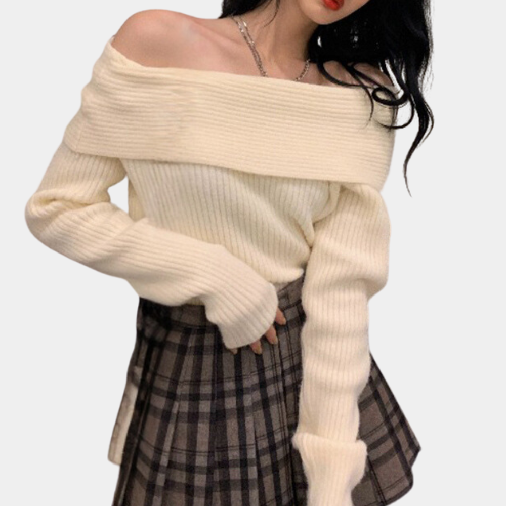 Knitted off-shoulder sweater for women